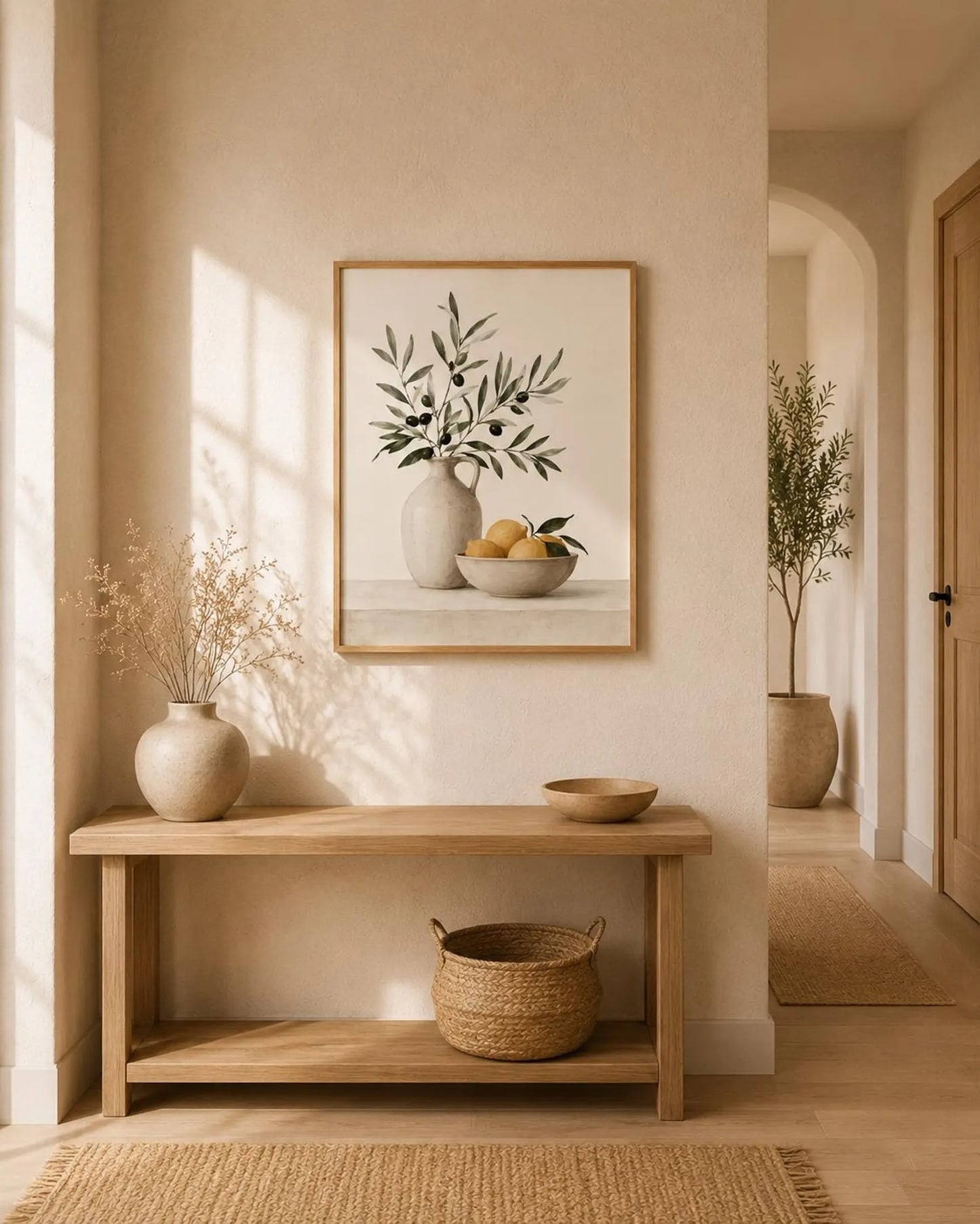 Kitchen Wall Art Print, Olive Branch, Lemon Artwork, Scandinavian Boho Decor