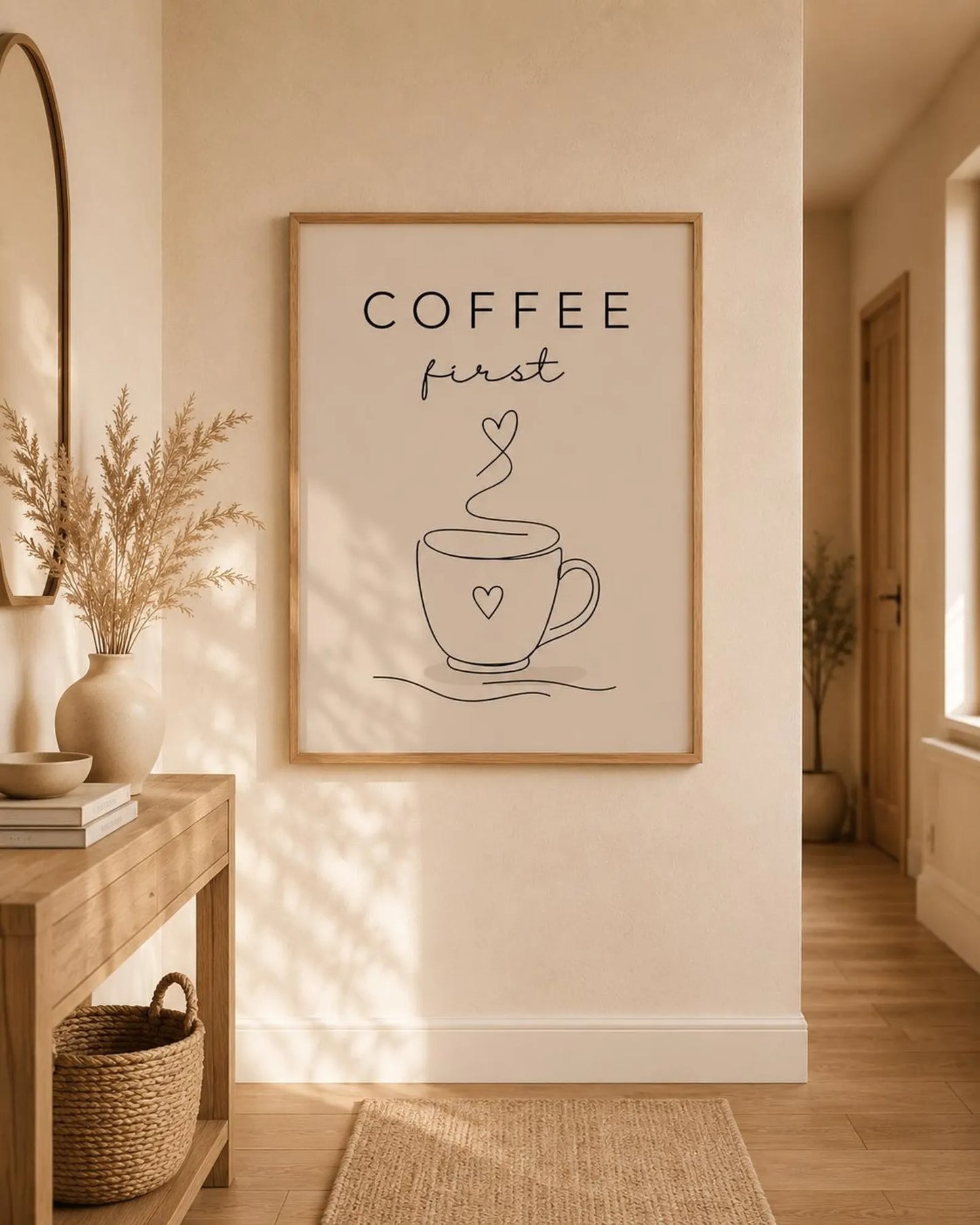 Coffee Wall Art Print, Kitchen Coffee Decor, Minimalist Coffee Line Art