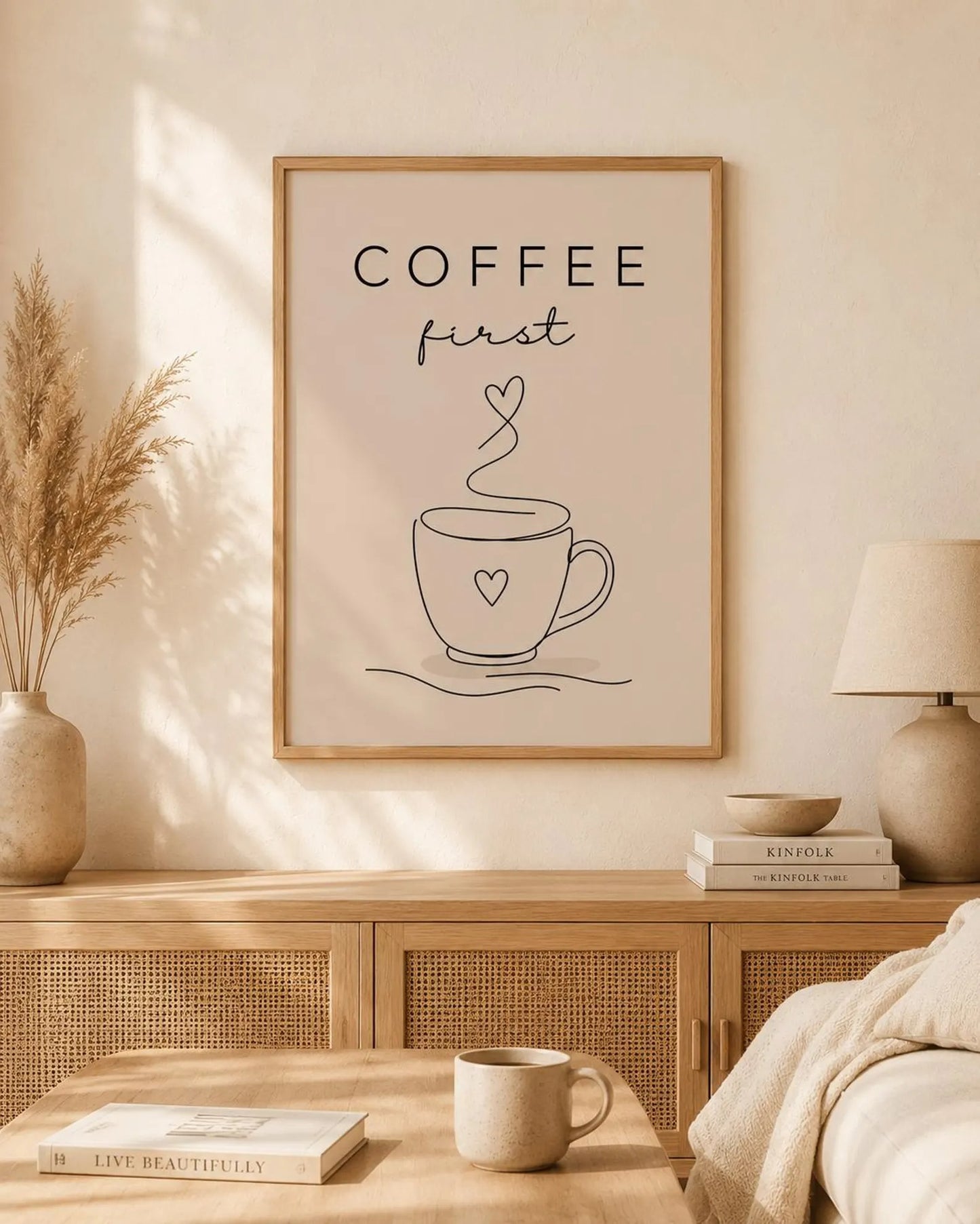 Coffee Wall Art Print, Kitchen Coffee Decor, Minimalist Coffee Line Art